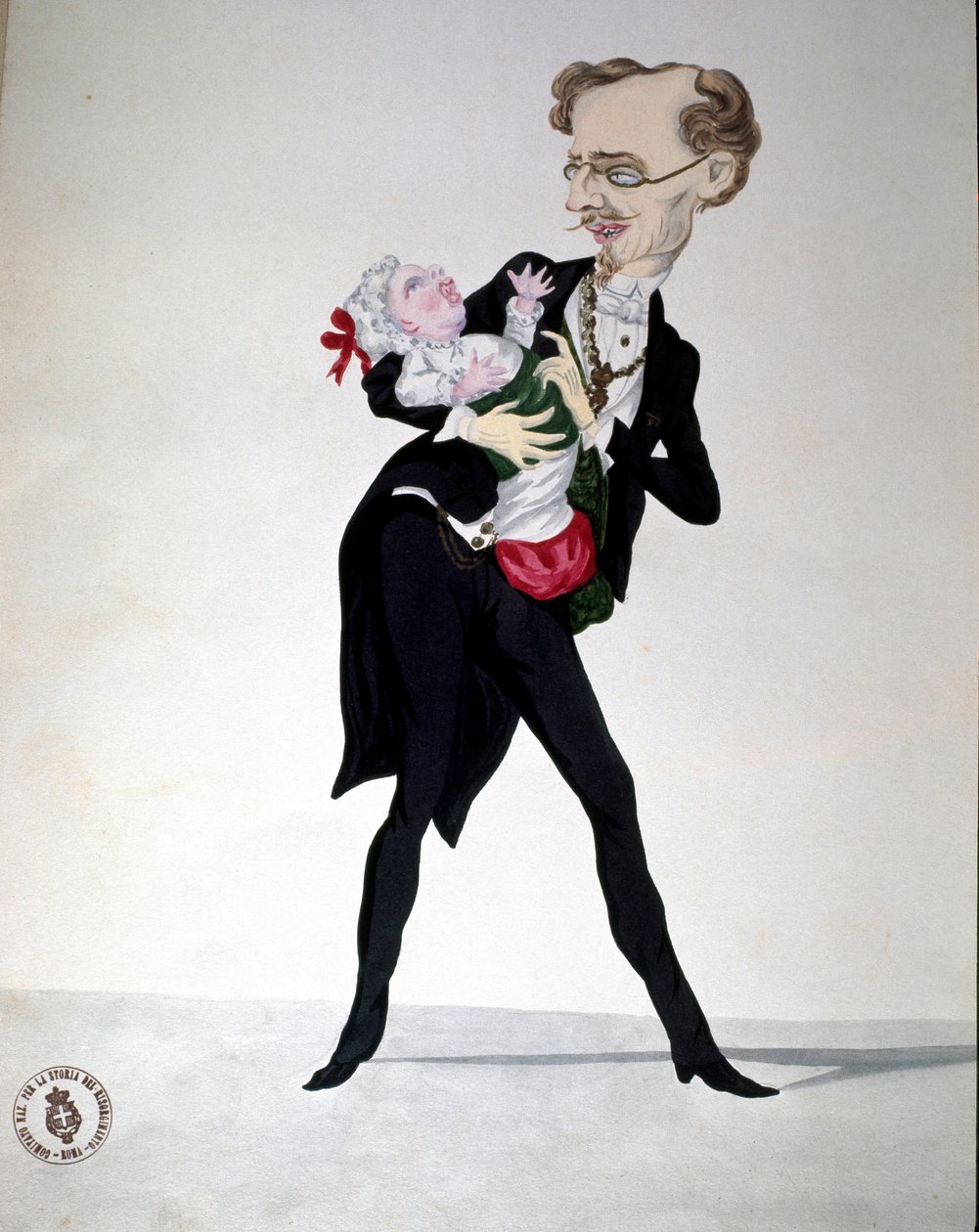 Risorgimento: desenho animado representando o Ministro das Finanças Bettino Ricasoli (1809-1880) 1865 Museo Nazionale del Risorgimento Roma de Italian School