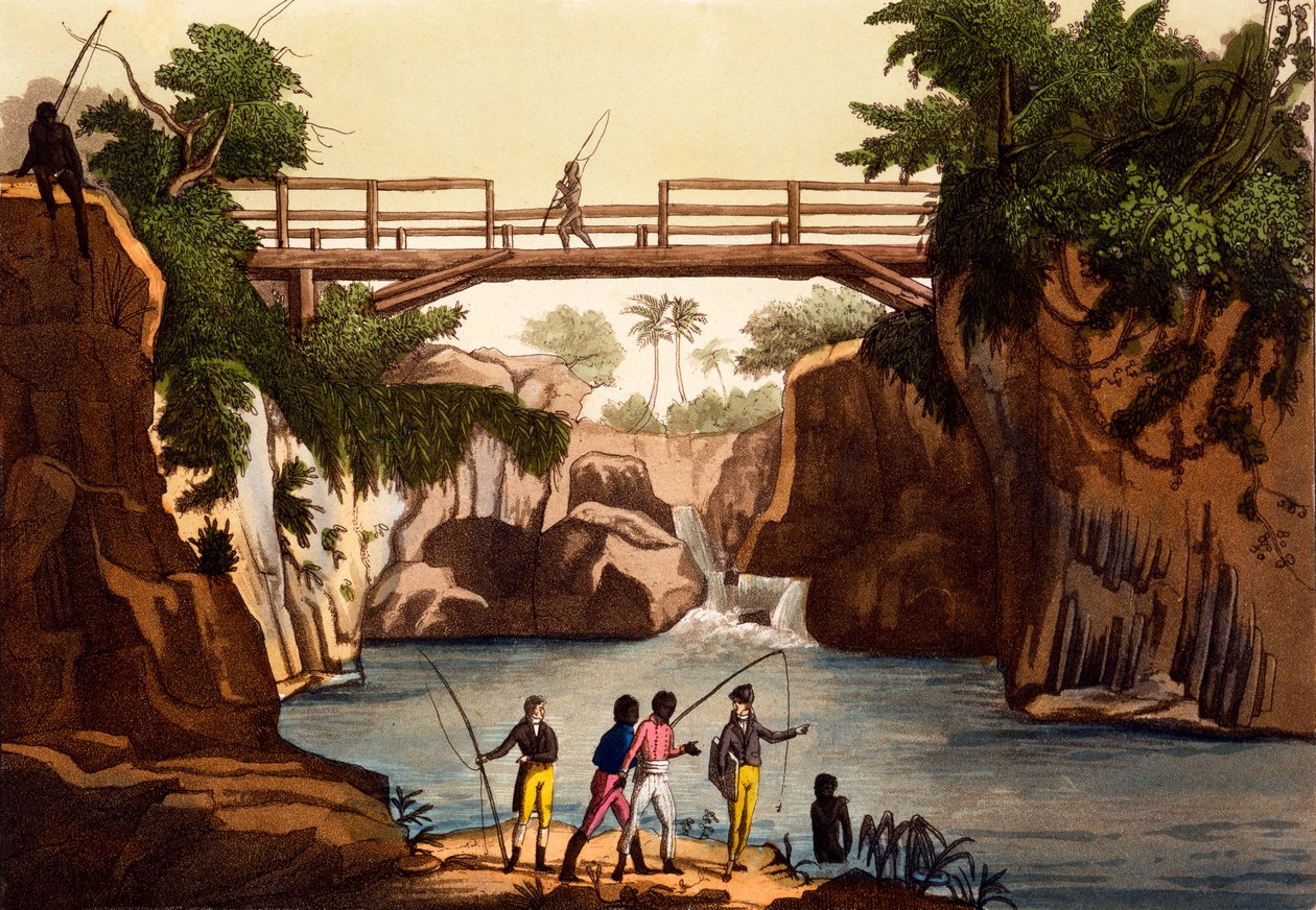 Rio Roccie perto de San Benedetto, Ilha de Madagascar, de trajes de ... por Giulio Ferrario, c.1820s-30s de Italian School