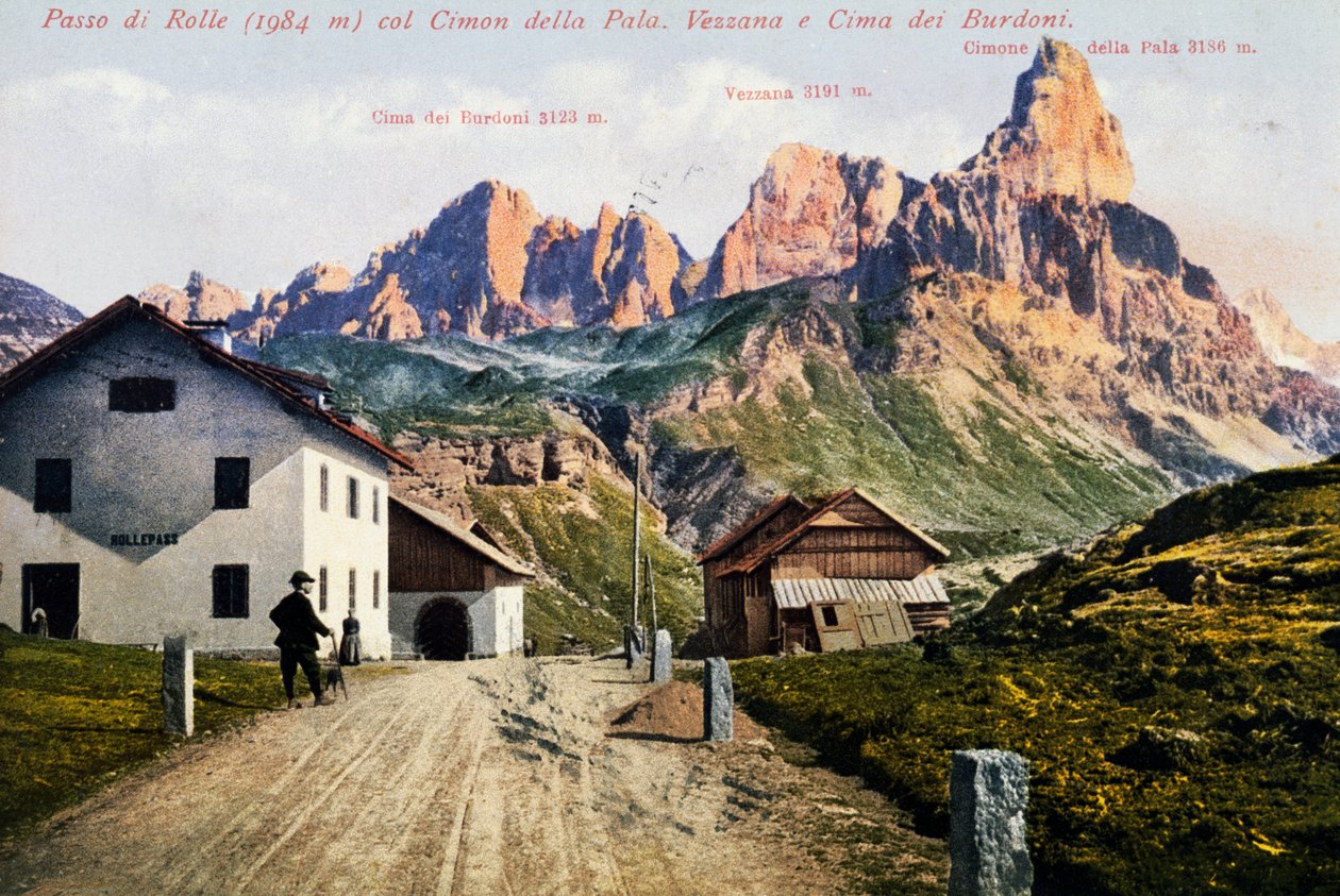 Rolle Pass, cartão postal, Trentino-Alto Adige, Itália, século XX de Italian School