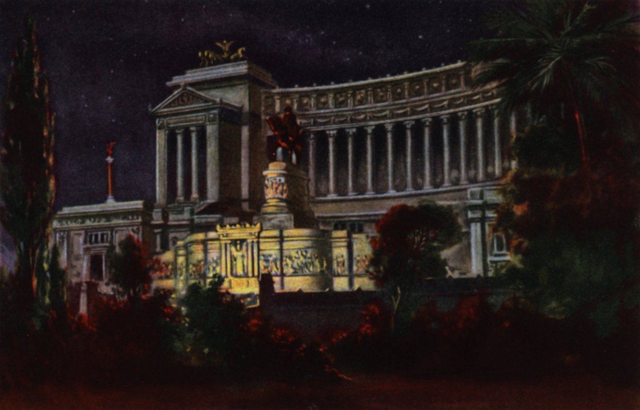 Roma: Monumento a Victor Emmanuel II (litografia a cores) de Italian School