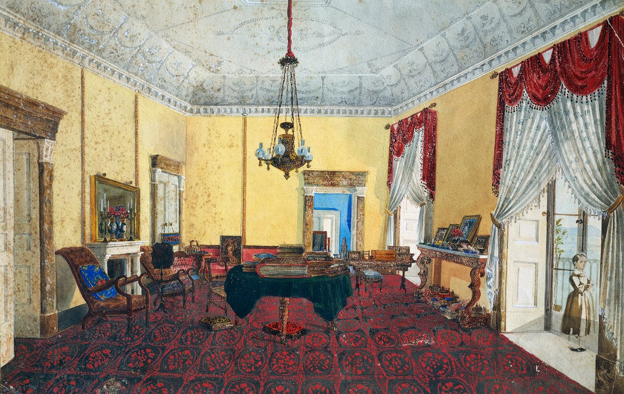 Interior do quarto com vista sobre o Golfo de Nápoles de Italian School