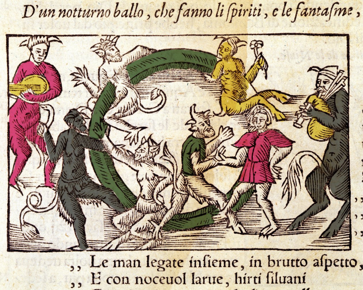 Cerimónia de sábado com bruxas. Gravura de Olaus Magnus (1490 - 1557), religioso e geógrafo sueco, "Historia de Gentis Septentrionalibus", Veneza de Italian School