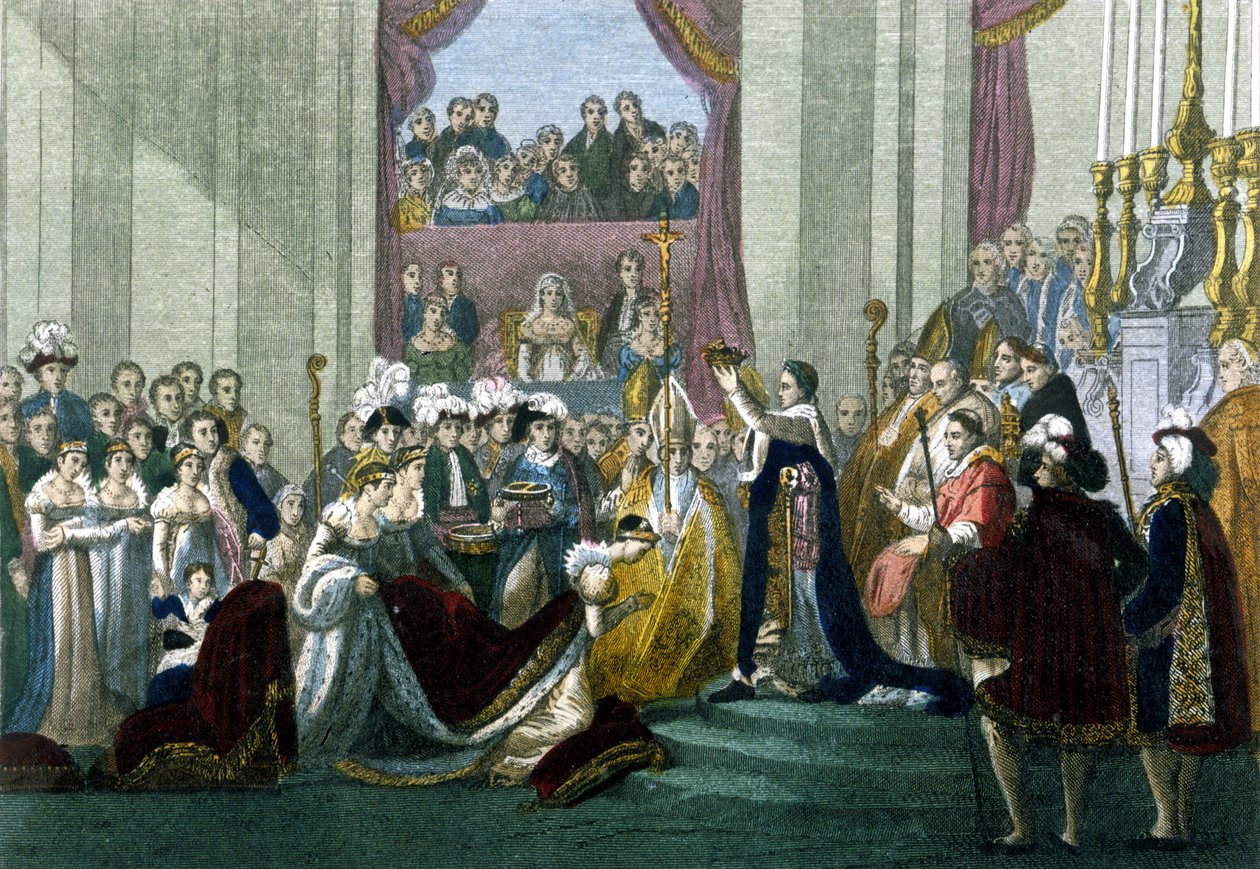 Sagrado Imperador Napoleão I e Coroação de Impressão Josefina em Nossa Senhora em 2 de dezembro de Italian School