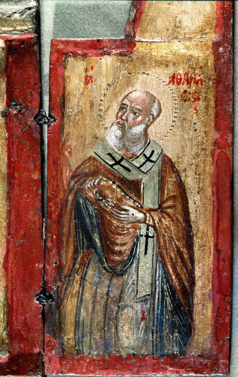 Saint Anasthasis Detail. Tríptico de um artista grego. Pintura em madeira. Veneza do século XVI, Museo Correr. de Italian School