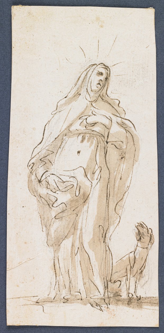 Santa Margarida de Cortona, final do século XVII (caneta e tinta marrom e lavagem sobre giz preto) de Italian School