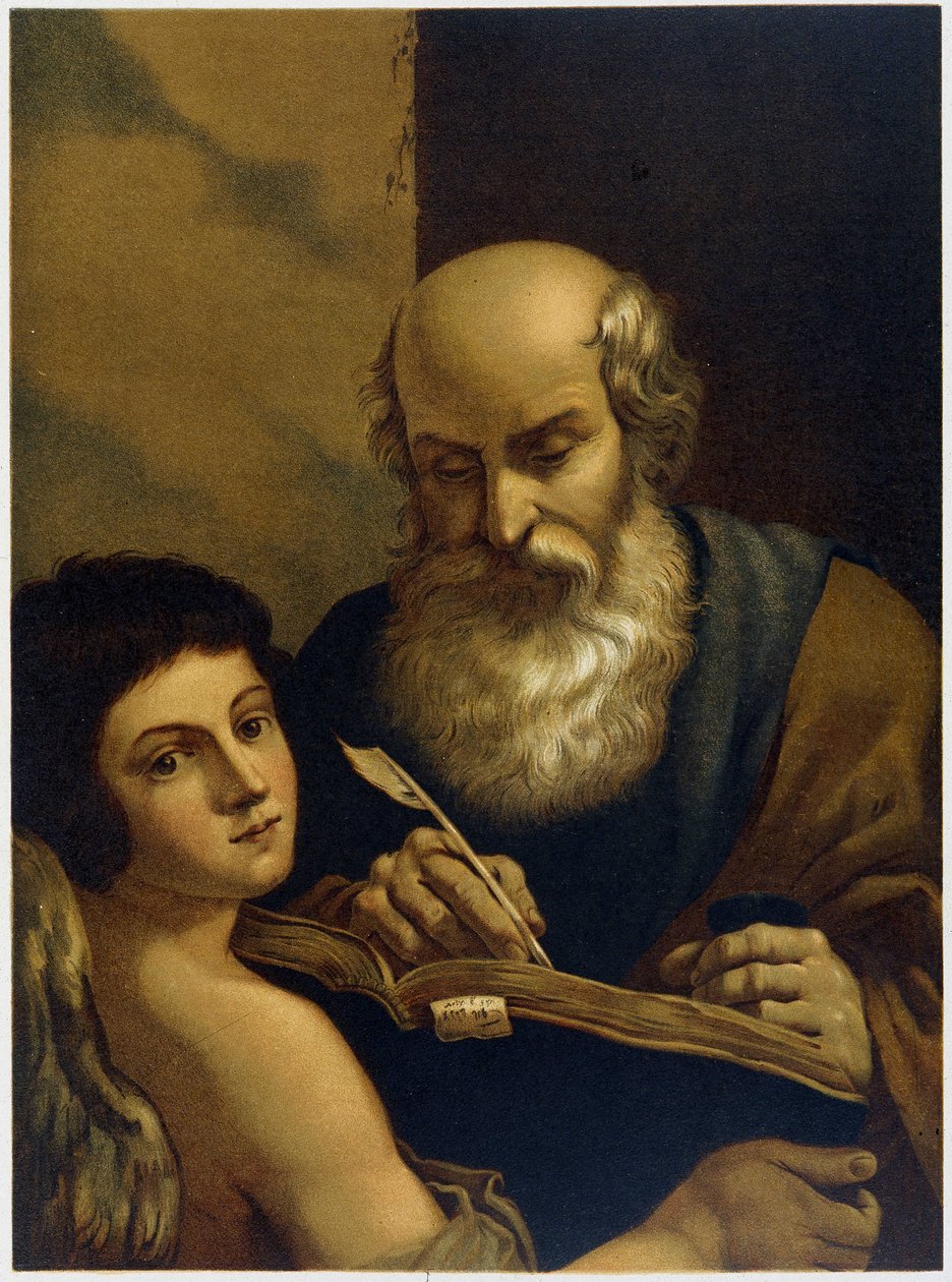 São Mathieu Escrito e um Anjo - em "Aurea Bibbia classica: storia della rivelazione divina nell