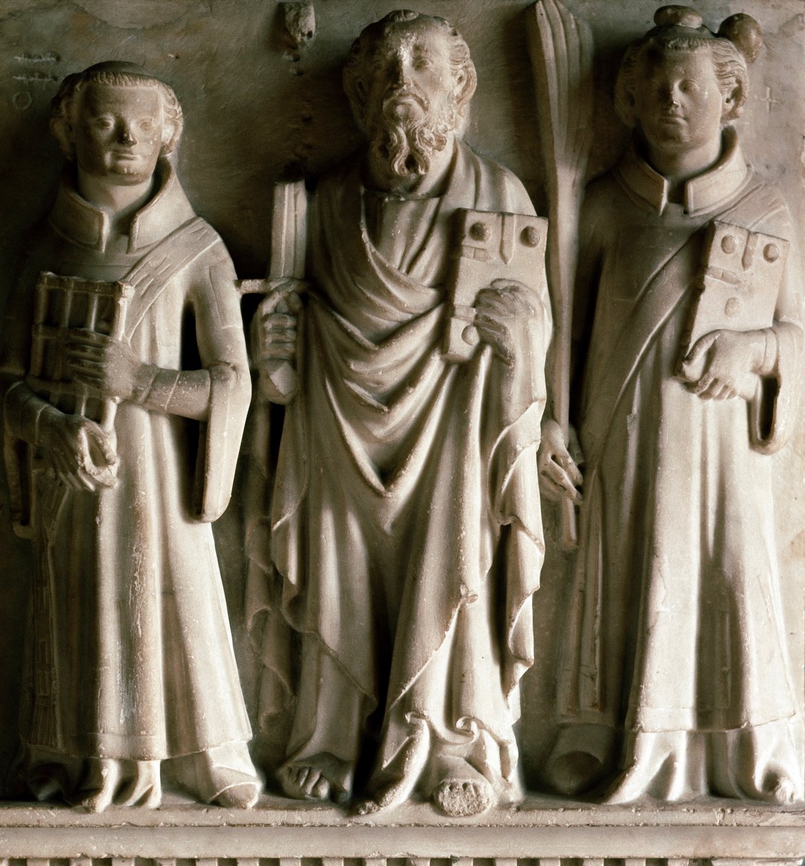 Saint Paul, Saint Laurent e Saint Etienne Bas alívio da escola de Campione. De Castelseprio, na Itália. Século XIV Milão, museo d