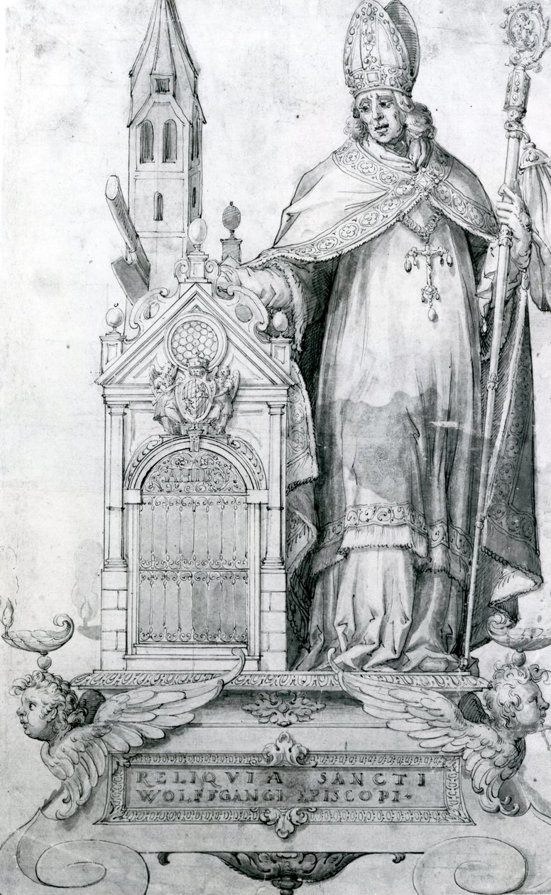 São Wolfgang de Regensburg (c.934- 994) (gravura) de Italian School
