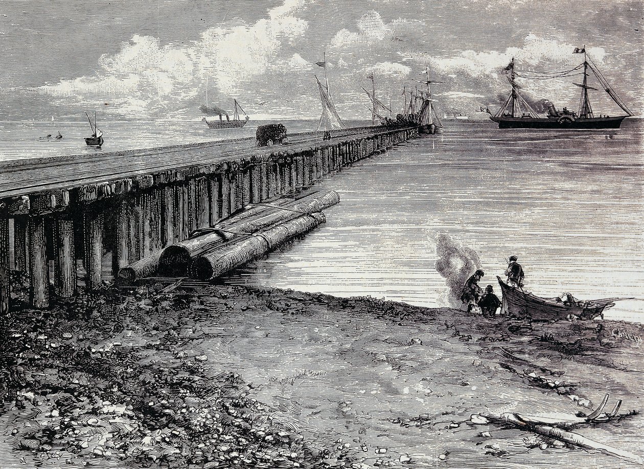 Mina de San Leon, convés de embarque de minério para Maddalena, Engraving, Sardenha, Itália de Italian School