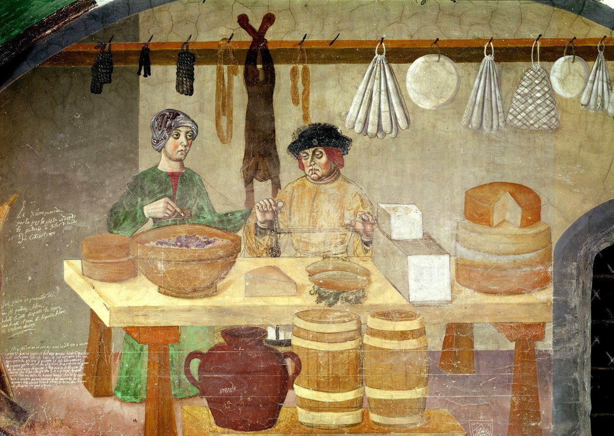 Vendedores de salsichas e queijos (fresco) de Italian School