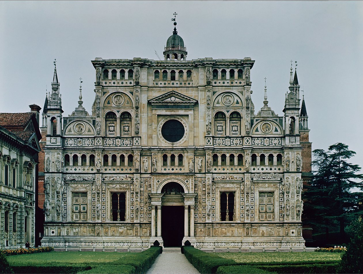 Fachada de tela do mosteiro cartuxo, iniciada em 1473 de Italian School