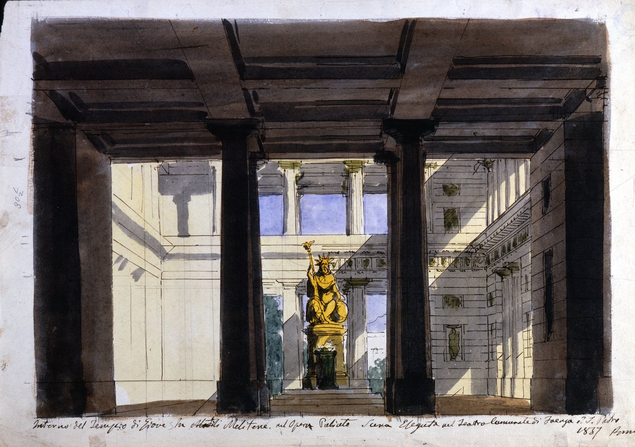 Cenografia para "Poliuto", Teatro Comunale, Faenza, 1857 de Italian School