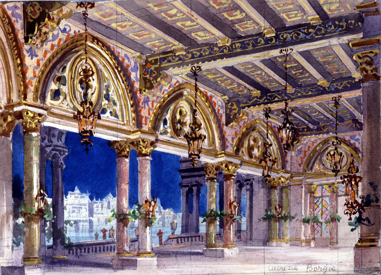 Cenário para a ópera "Lucrezia Borgia" de Gaetano Donizetti, Milão, 1833 de Italian School