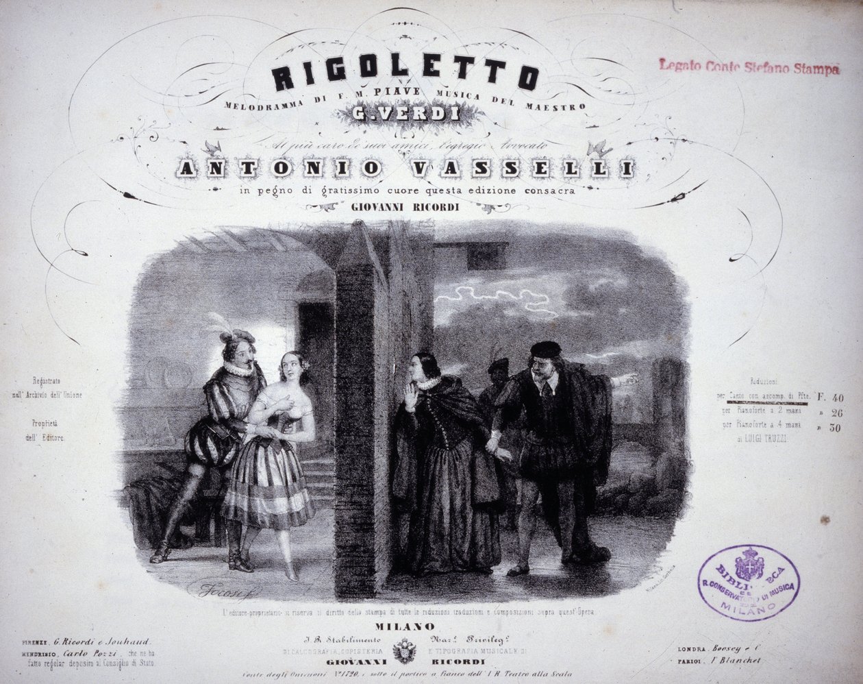 Música de folha de "Rigoletto" de Verdi. de Italian School