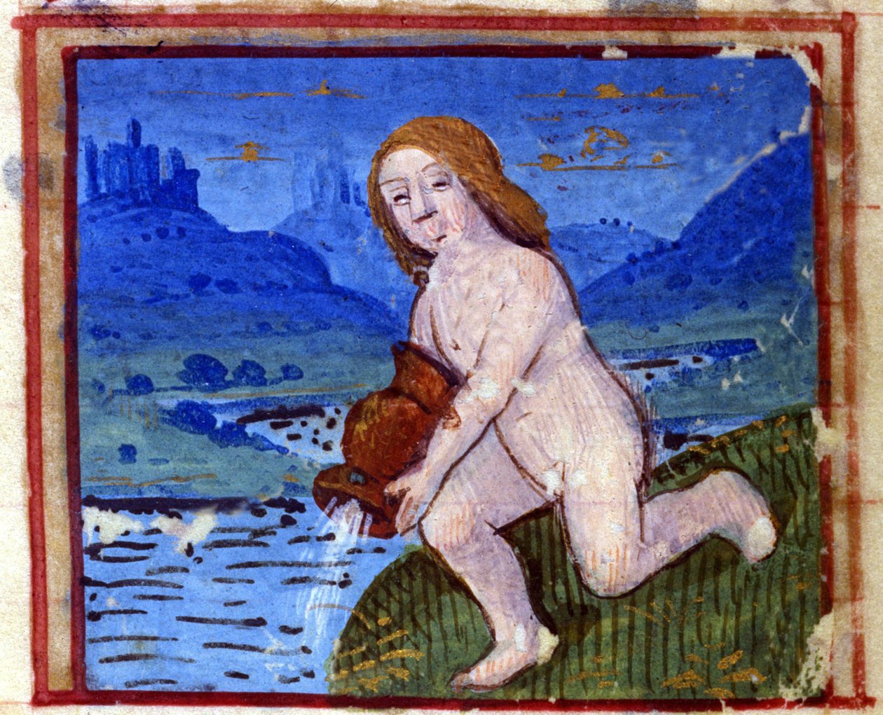 Signo de Aquário. Horóscopo italiano, meados do século XV. de Italian School