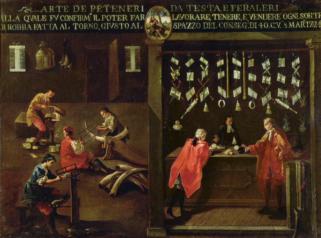 Sinal da Guilda dos Fabricantes de Pentes Venezianos (painel) de Italian School