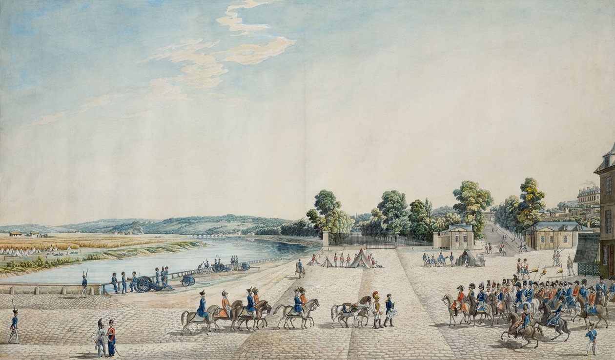 Assinatura da capitulação de Paris no Château de Saint-Cloud, 3 de Julho de 1815 (aguarela) de Italian School
