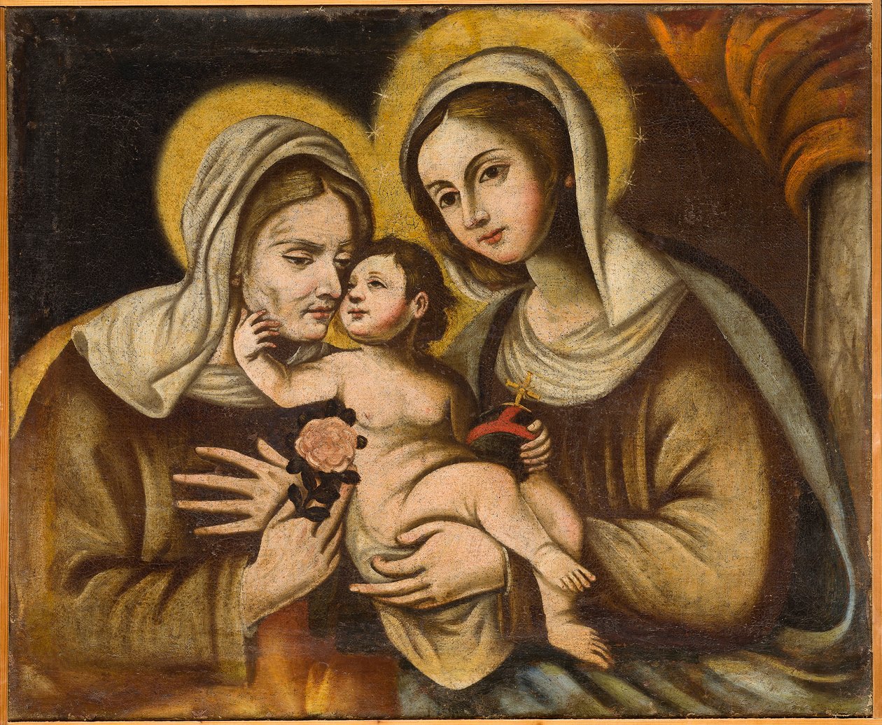 Santa Ana, a Virgem e o Menino, primeira metade do século XVIII (óleo sobre tela) de Italian School