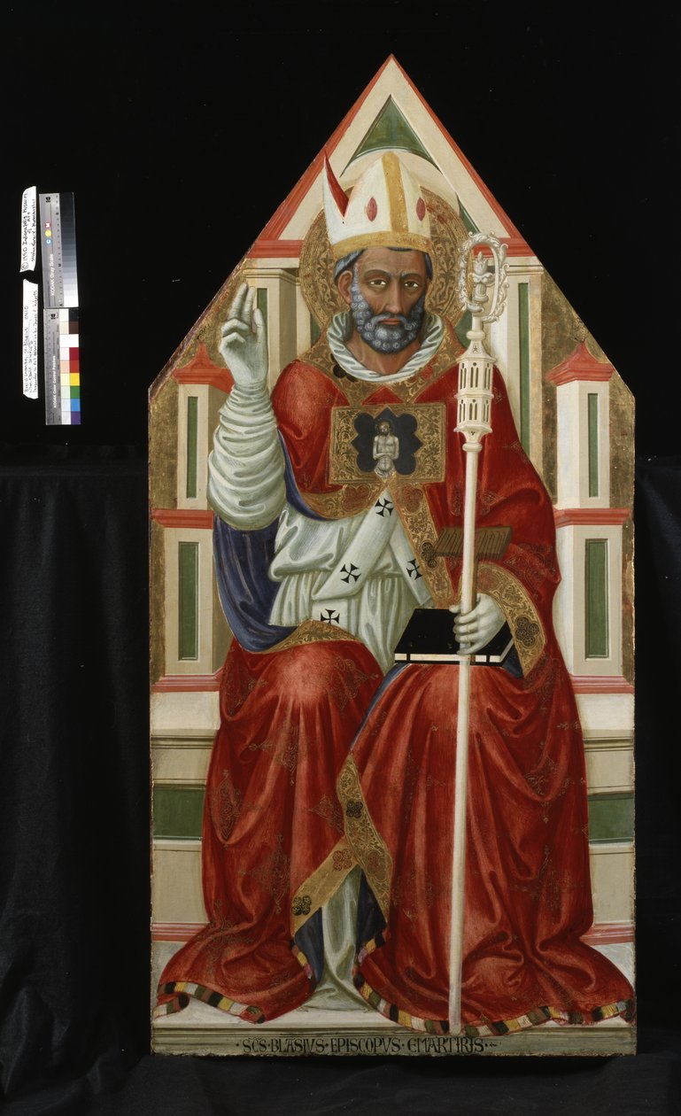 St. Blaise (tempera e ouro sobre madeira) de Italian School