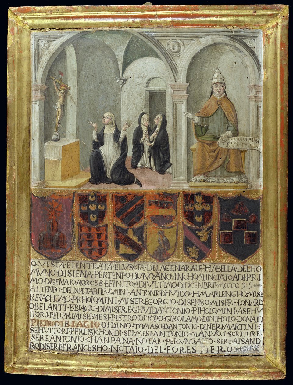 Santa Catarina de Siena (1347-80) Recebendo os estigmas de Italian School