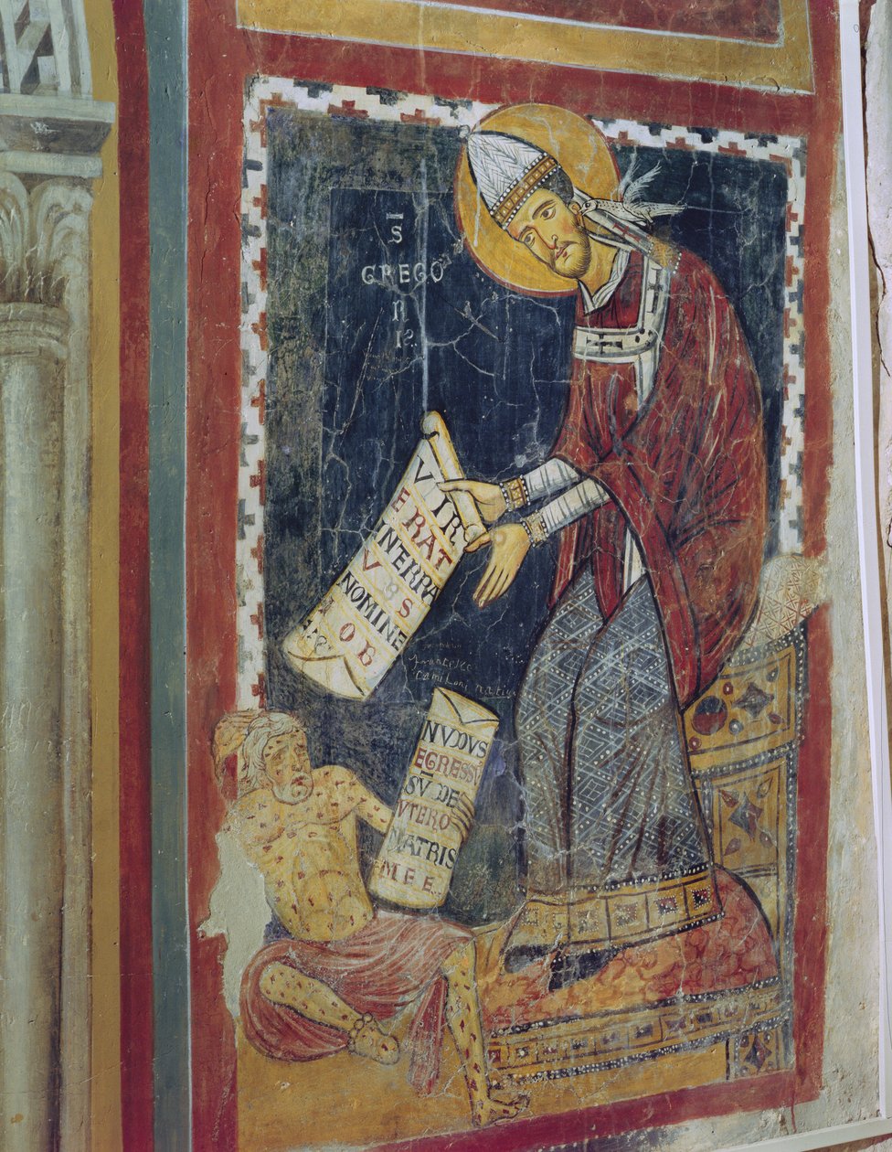 São Gregório Magno, com Jó a seus pés, Capela São Gregório, c.1224 de Italian School