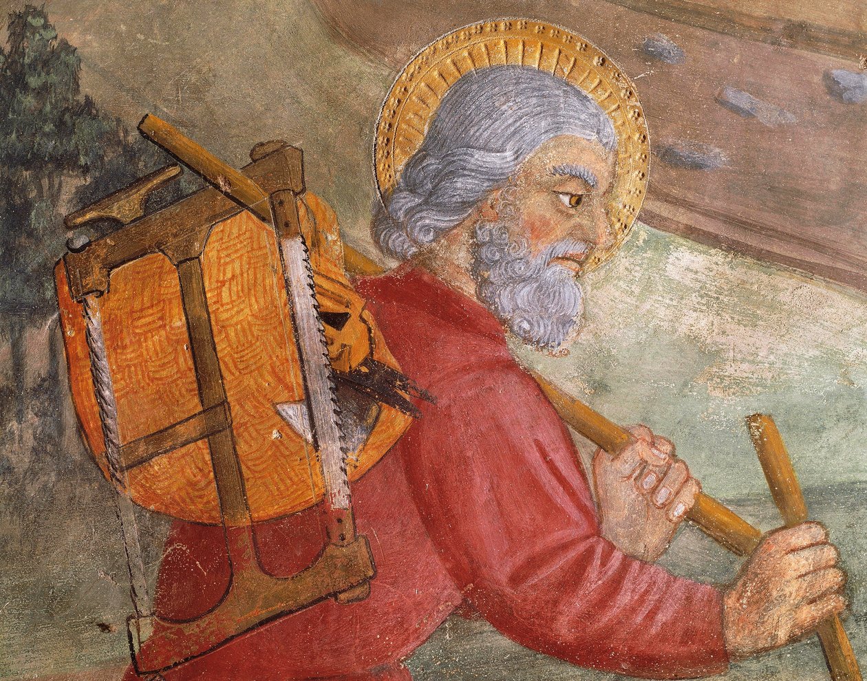 São José, detalhe de Flight into Egypt de Italian School
