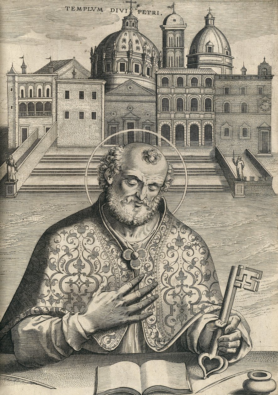 St. Peter na frente da Basílica de São Pedro das sete igrejas do primárias, pub. 1599 de Italian School