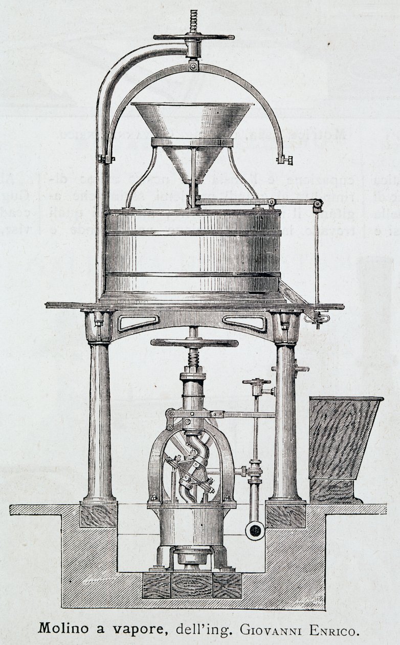 Moinho a vapor projetado por Giovanni Enrico (1851-1909), gravando Itália de Italian School