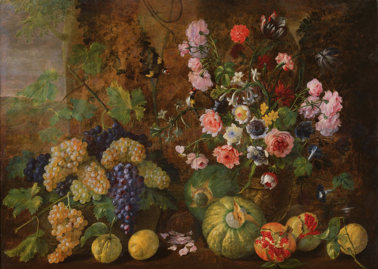 Ainda vida de frutas e flores de Italian School