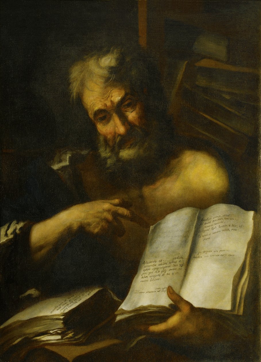 Estudo de uma cabeça de homem: um dos pais, 1699 de Italian School