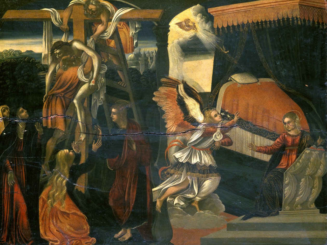 A Anunciação e a Deposição (tempera na nogueira) de Italian School