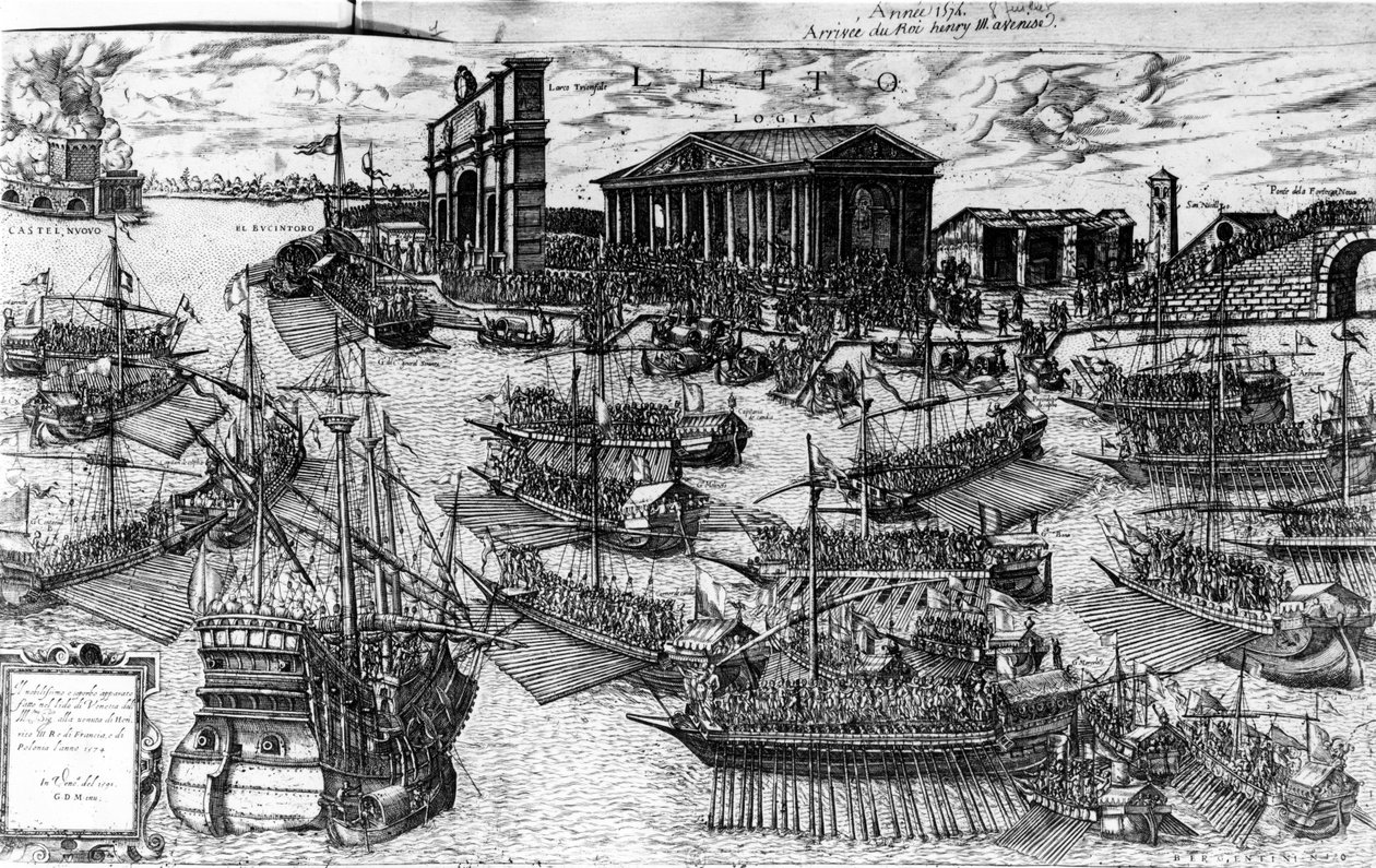 A chegada de Henri III da França no Lido de Veneza em 8 de julho de 1574, 1591 (gravura) de Italian School