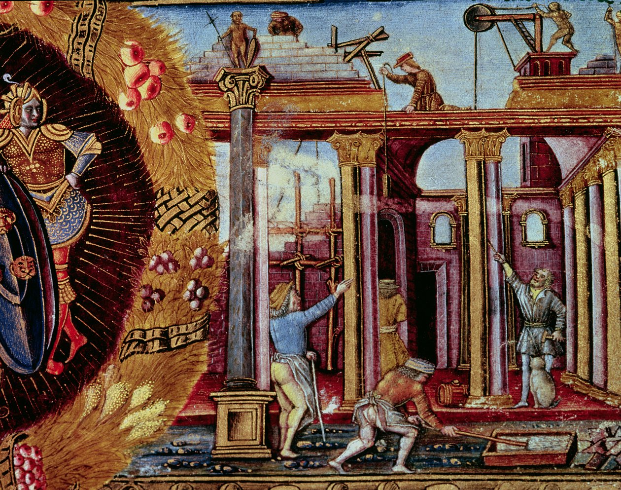 A arte da construção, a partir de um manuscrito sobre arquitetura, veneziano de Italian School