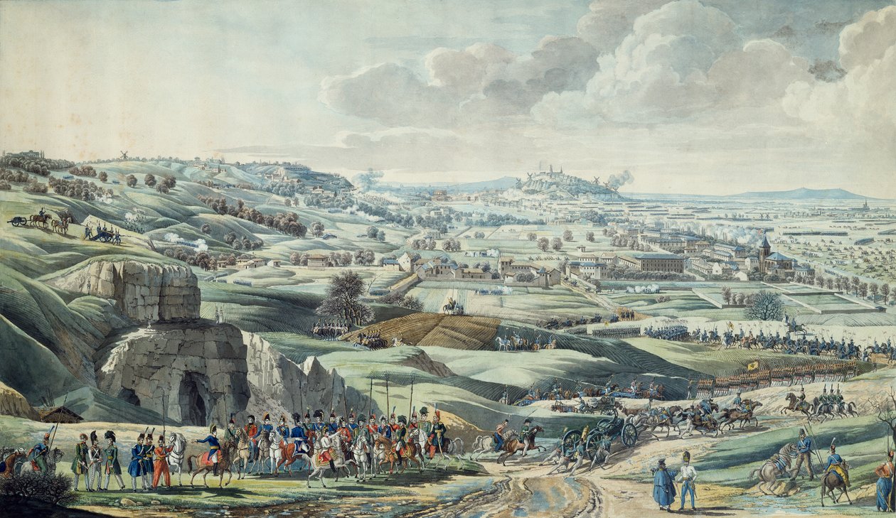 O ataque a Paris pelas tropas Aliadas, vista das alturas do Pantin, 30 de Março de Italian School