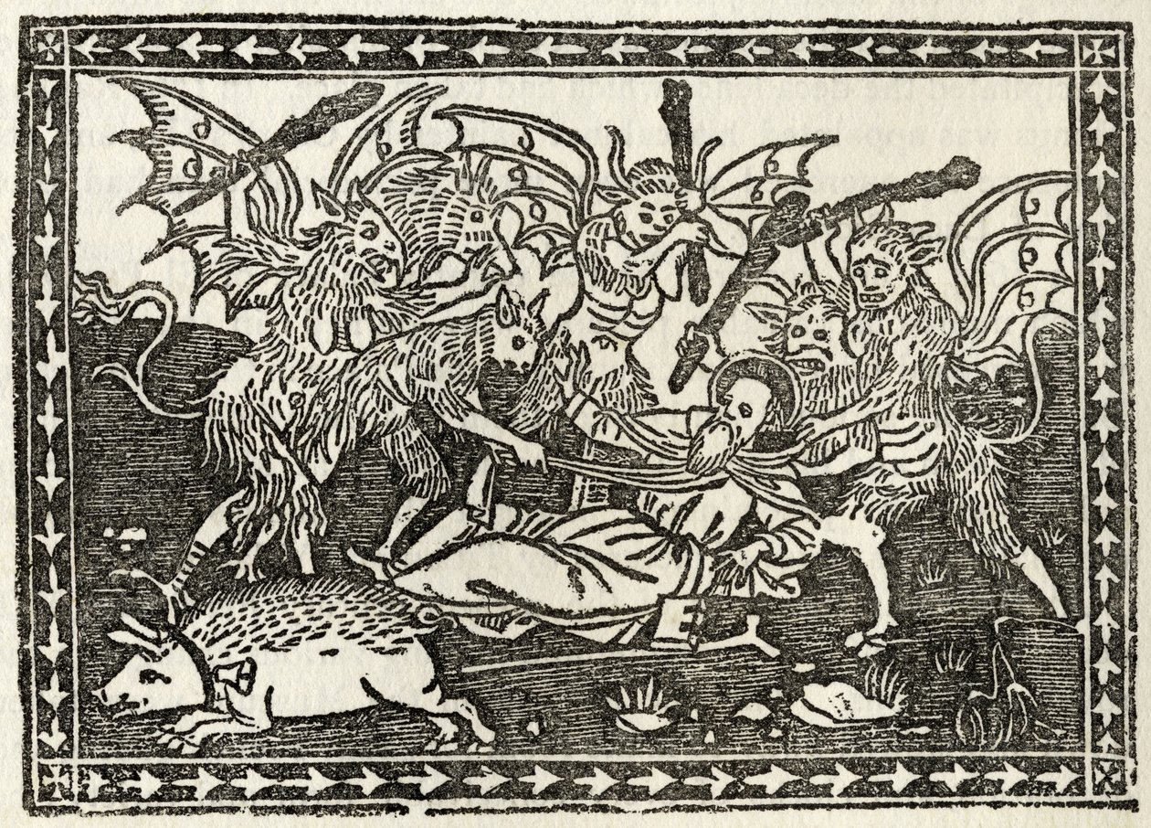 O Bastinading de Santo Antônio, de &39;Um Catálogo de uma coleção de gravuras, gravuras e xilogravuras&39;, por Richard Fisher, publicado em 1879 de Italian School