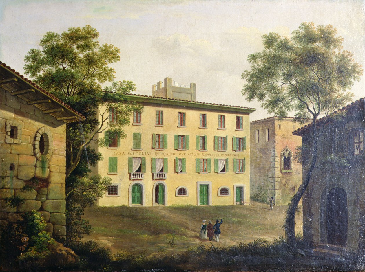 O local de nascimento de Napoleão, Ajaccio, Córsega (óleo sobre tela) de Italian School