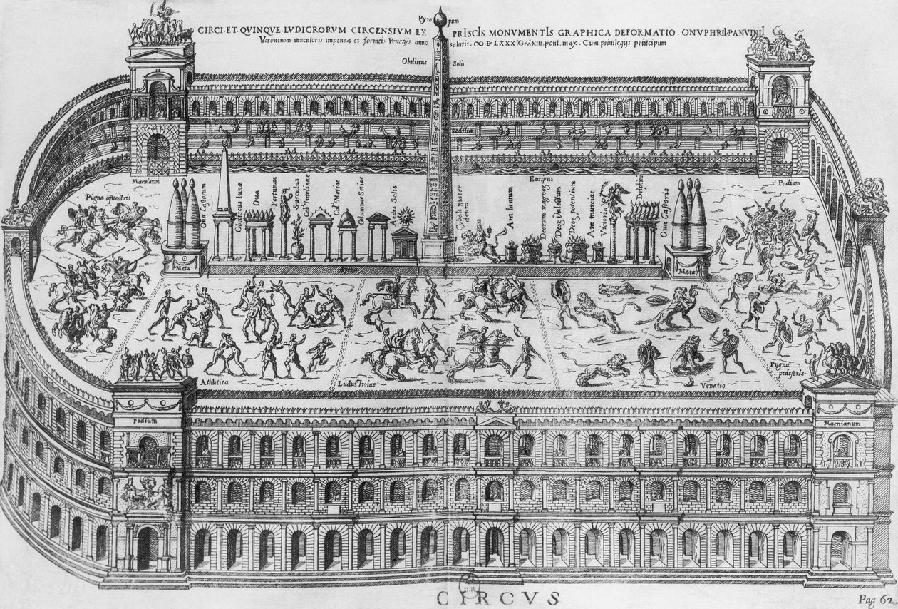 O Circus Maximus em Roma, c.1600 de Italian School