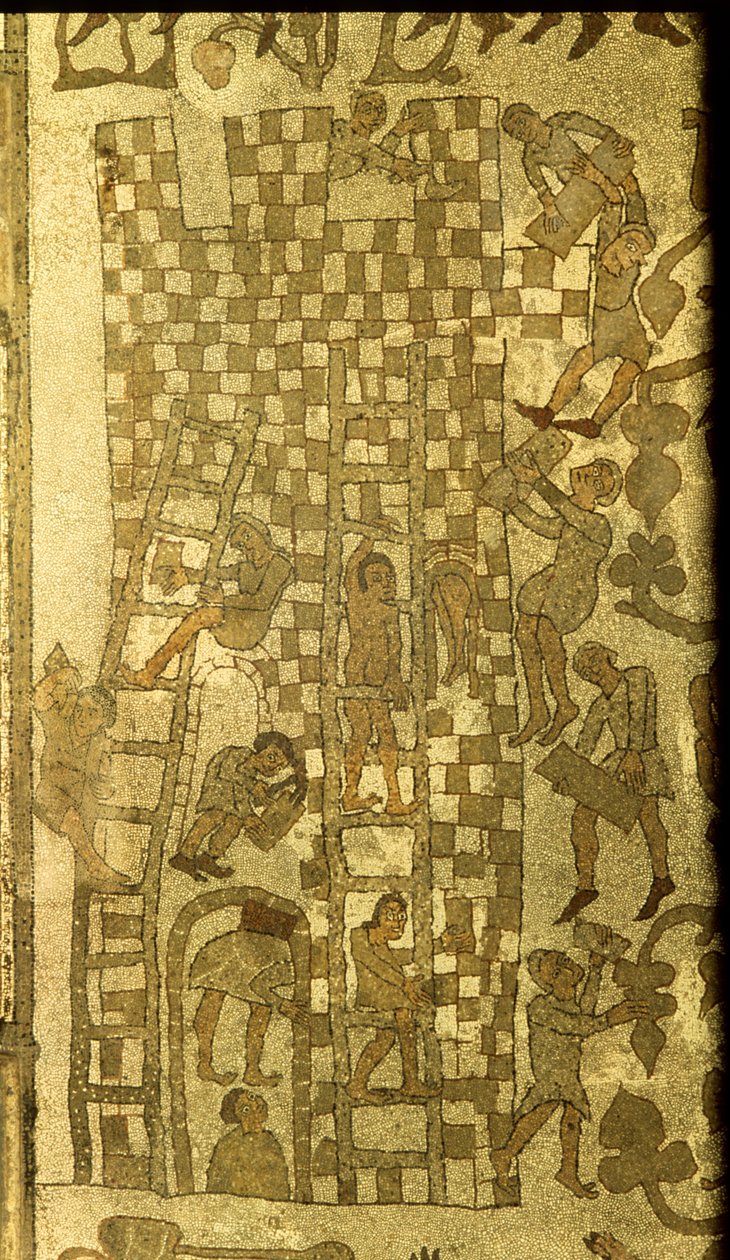 A construção da torre de Babel, 1166 (mosaico) de Italian School