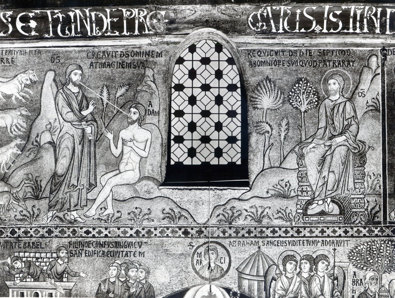 A criação de Adão (mosaico) de Italian School