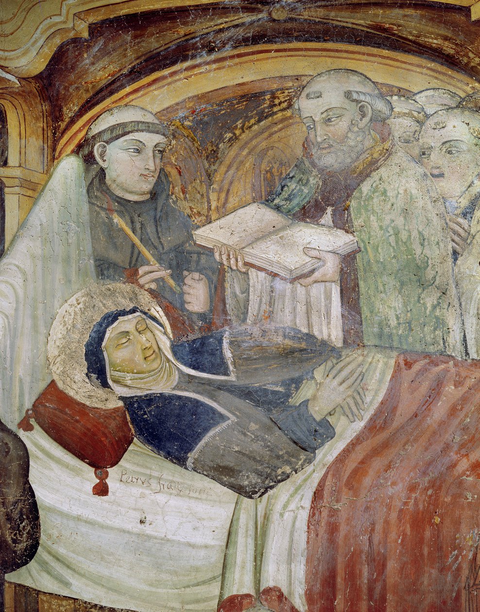 A Morte de Santa Escolástica (fresco) de Italian School