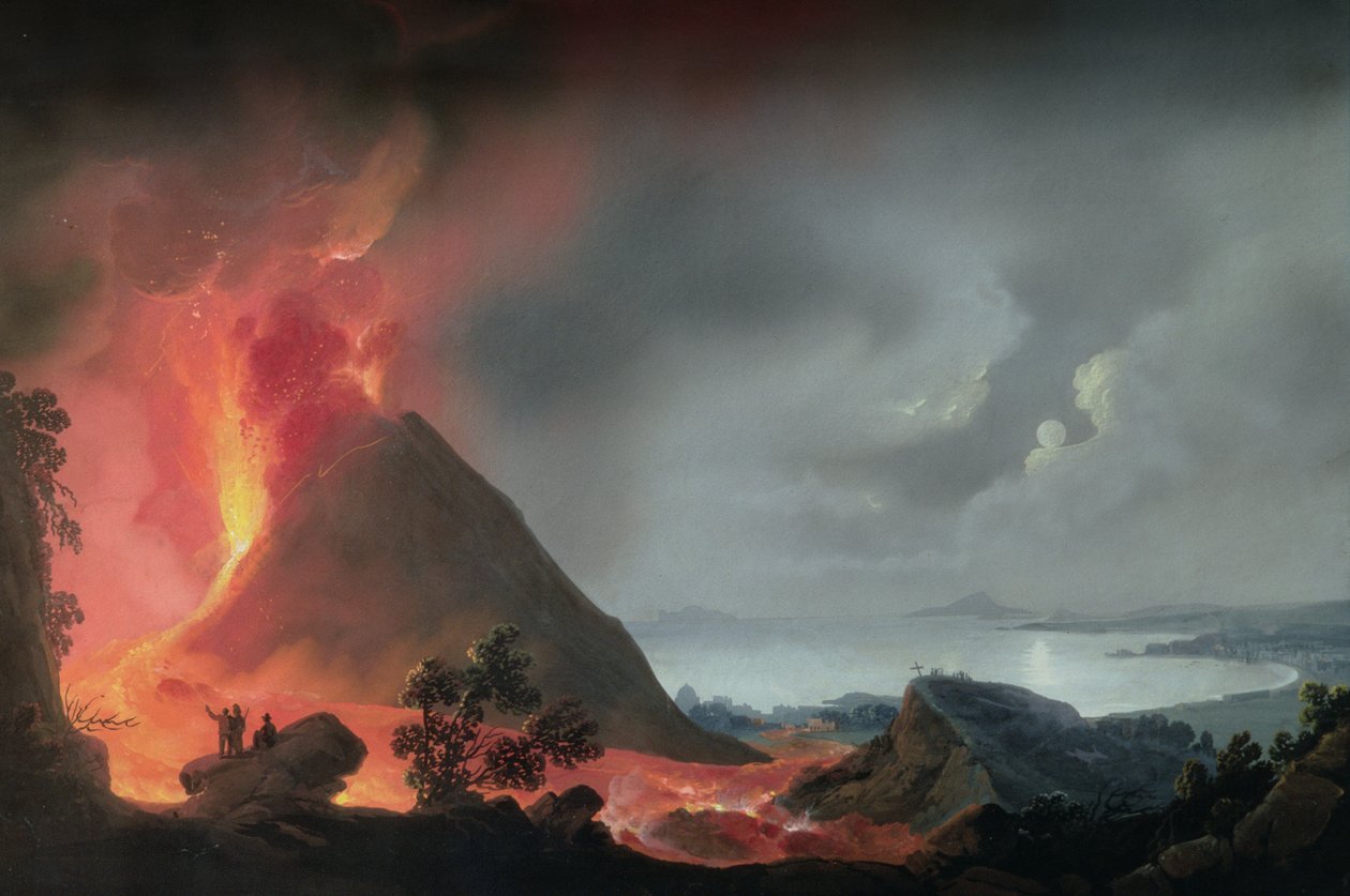 A erupção do Vesúvio em 1810 de Italian School