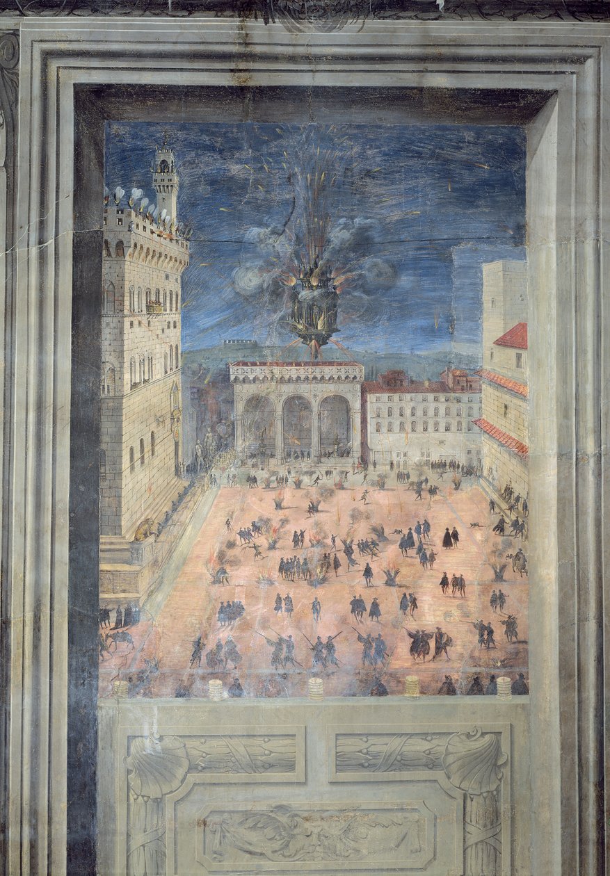 Os fogos de artifício na Piazza della Signoria, c.1560 de Italian School