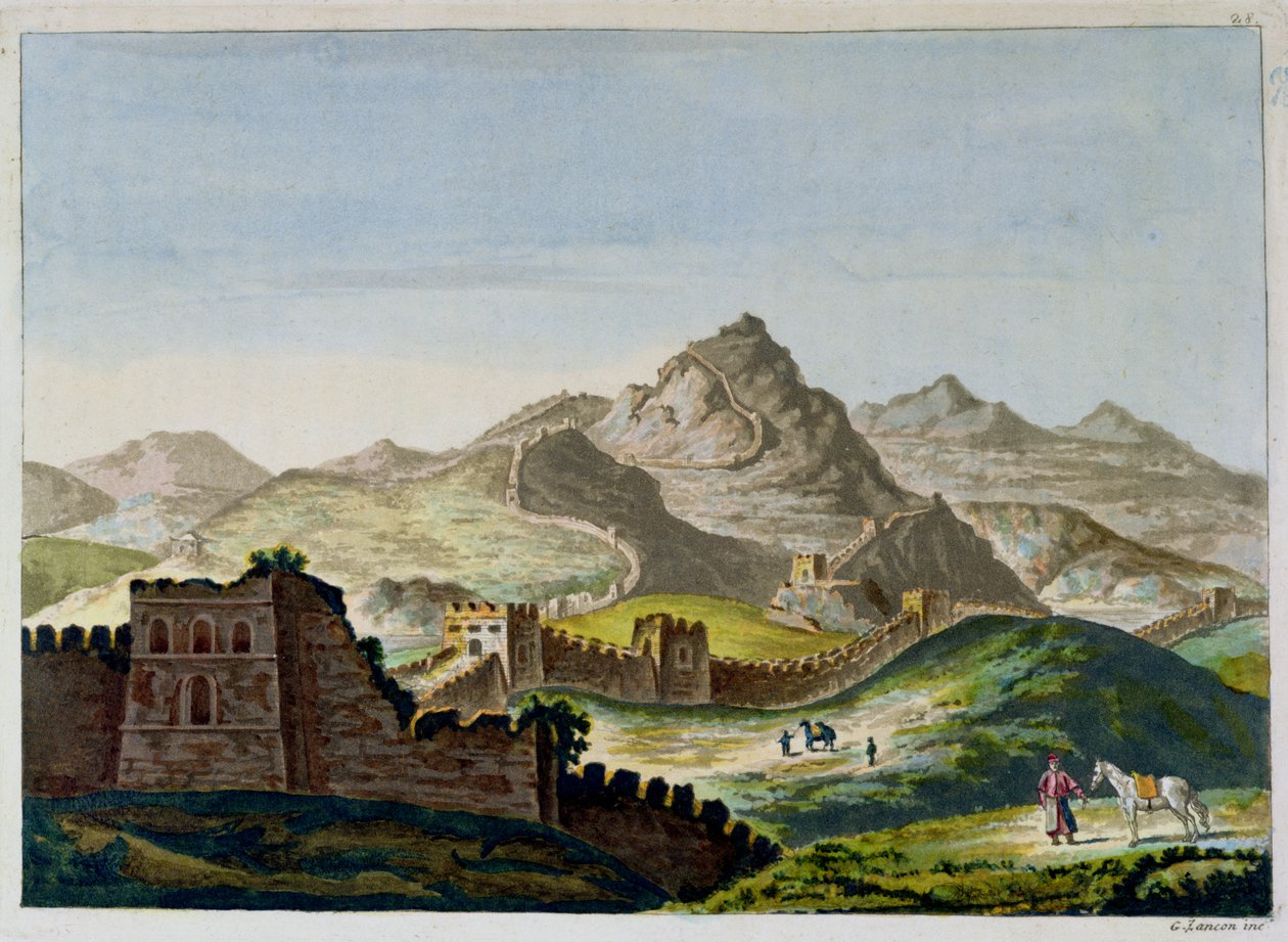 A Grande Muralha da China, de Le Costume Ancien et Moderne, de Jules Ferrario, gravada por Gaetano Zancon (1771-1816) c.1820 de Italian School