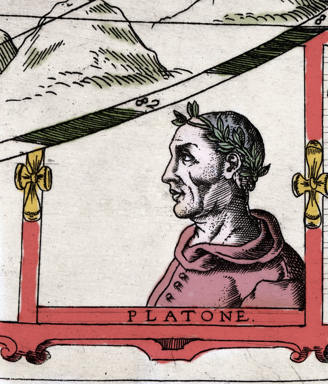 O filósofo grego Platão (428-348 AC)". Detalhe do Atlas de Urbano Monte de Italian School