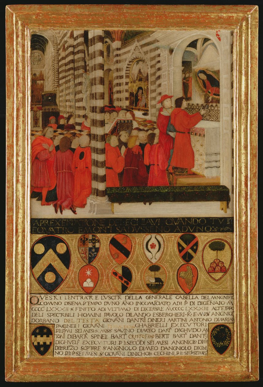 As Chaves de Siena dadas à Virgem de Italian School