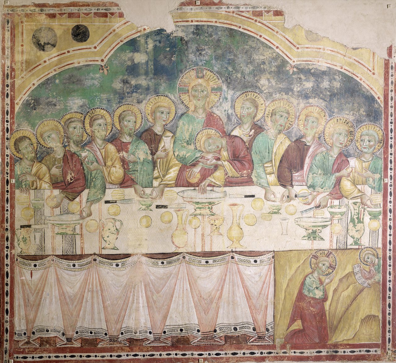 A Última Ceia e a Agonia no Jardim, c.1300 (afresco transferido para a tela) de Italian School
