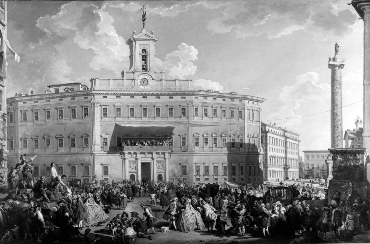 A loteria na Piazza Montecitorio, de Paolo Panini, século XVIII (pintura) de Italian School