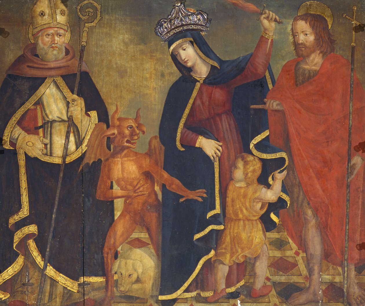 A Virgem de Alívio com os Santos (tempera no painel) de Italian School