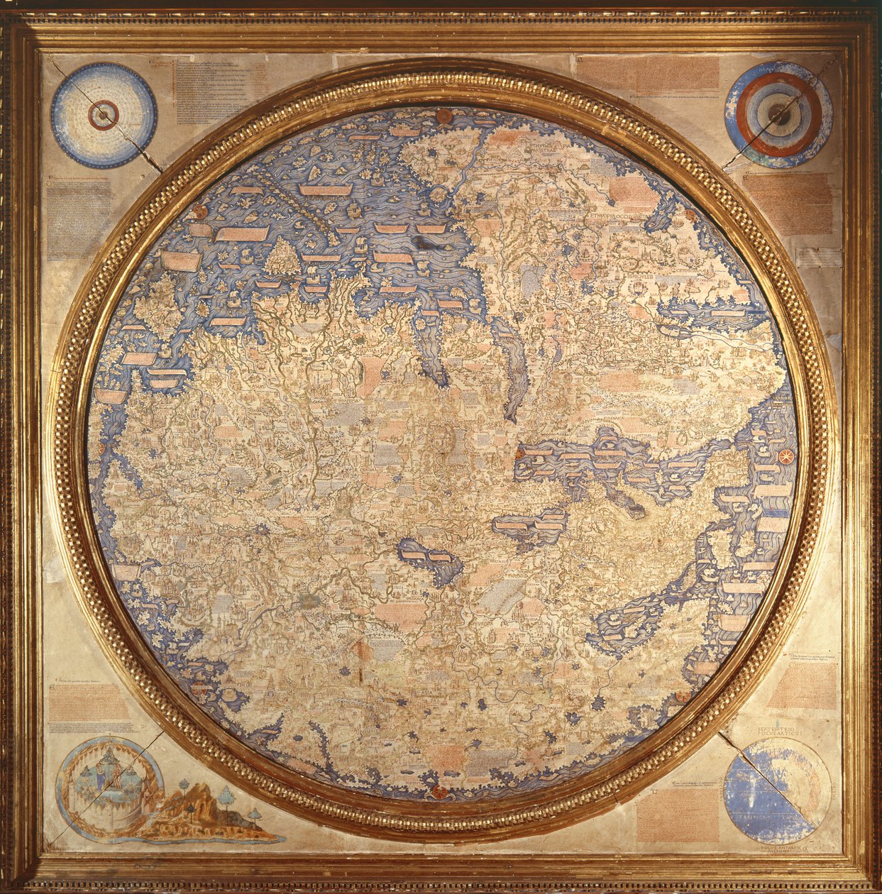 O Mappa Mundi de Fra Mauro, um monge camaldulense do mosteiro de San Michele em Murano de Italian School