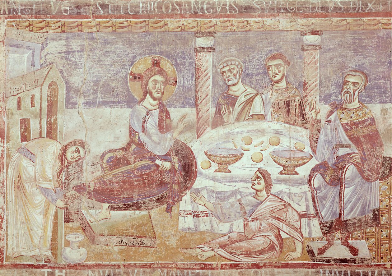 A Refeição na Casa de Simão, o Fariseu, Escola de Monte Cassino, c.1087 de Italian School